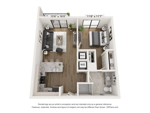 a 3 bedroom floor plan with a bedroom and a living room